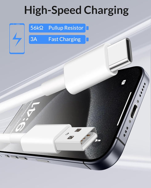 iPhone 15 Carplay Cable Charger Cord for iPhone 15/15 Pro Max/15 Plus, iPad Pro, Google Pixel, USB A to USB C 3FT Fast