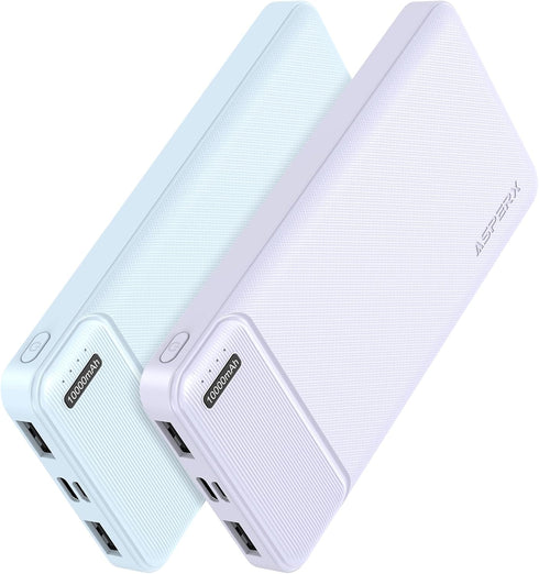 AsperX 2-Pack 10000mAh USB C Output Portable Charger Power Bank Fast Charging, Portable