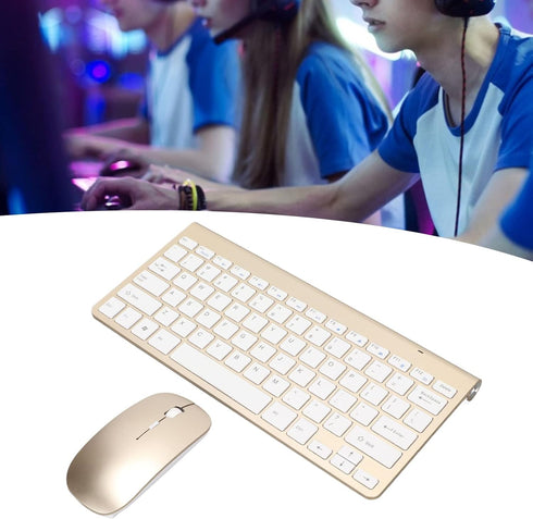 Keyboard Mouse Set, 2.4G, 78 Keys, USB Thin Etched Keycaps, Mute Ergonomic Design for PC, Laptop (Luxury Golden)