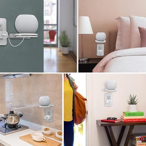 AHASTYLE iHomePod Mini Wall Mount Holder, ABS Stand with Built-in Cord Management (White-2pcs)
