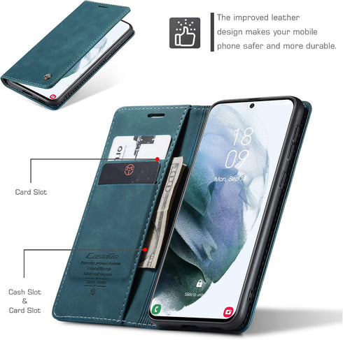 Kowauri Flip Case for Galaxy S21, Leather Wallet Case with Card Slot and Magnetic Closure for Samsung Galaxy S21