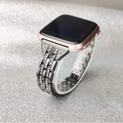 Bands Compatible with Fitbit Versa 2/Versa Lite/Versa - Women Replacement Metal Rhinestone Bling Bracelet