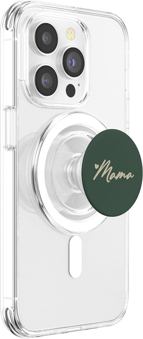 Mama Gifts & Designs for Girls Beige Hunter Green Heart Mama PopSockets PopGrip for MagSafe