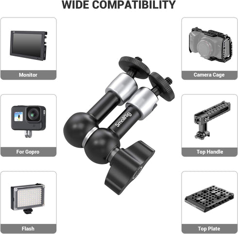 SmallRig 5.5 Inches Adjustable Friction Magic Arm, 1/4" Screw for LCD Monitor/LED Lights - 2065B