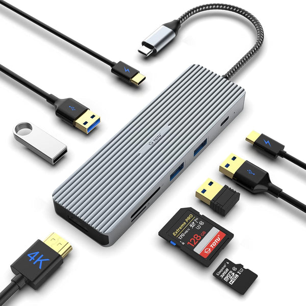 TOTU USB C Hub, 9-in-1 Docking Station Type C Hub with 4K HDMI
