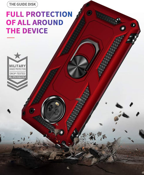 Military Grade Drop Impact Case for Motorola Moto G6 with 360 Metal Rotating Ring Kickstand Holder, Shockproof (Sliver)