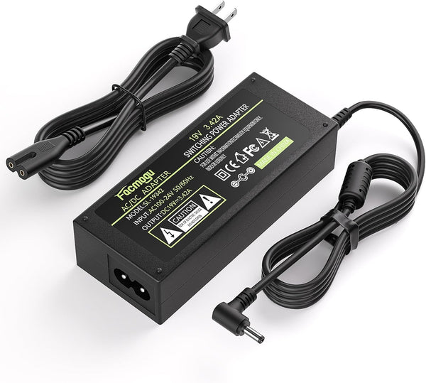 Facmogu DC 19V 3.42A Power Supply, 65 Watt AC to DC 19Volt Transformers with 2.42m Power Cord