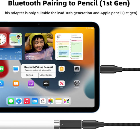 USB-C Pencil Charger Adapter for Apple Pencil 1st Generation, USB C to Lightning Charging Adapter for iPad 10th Gen