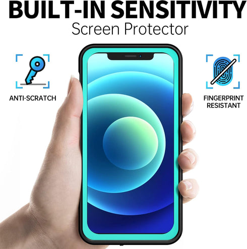 BEASTEK iPhone 12 Mini Waterproof Case, NRE Series Shockproof Dustproof Underwater IP68 with Built-in Screen Protector Anti-Scratch Protective Cover, for Apple iPhone 12 Mini (5.4'') (Teal)