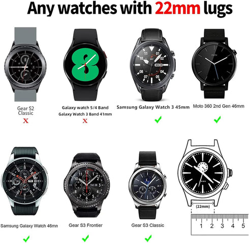 Lerobo 22mm Soft Silicone Watch Band for Samsung Galaxy Watch 46mm, Galaxy Watch 3 45mm, Gear S3 Classic/Frontier