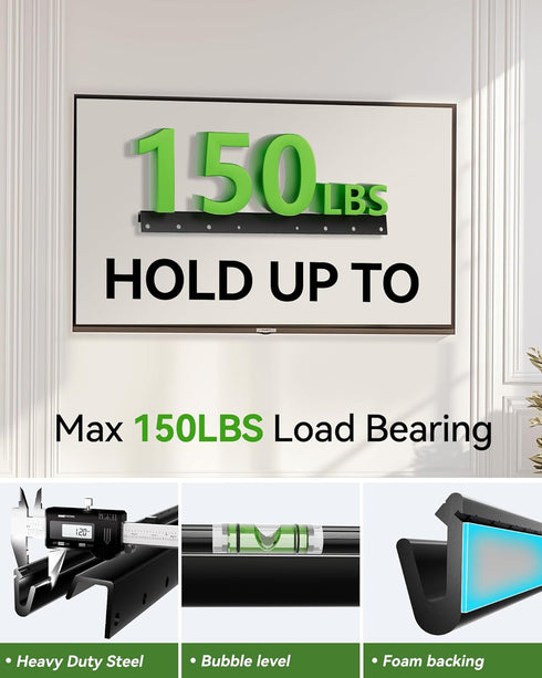AENTGIU 32-75 Inch 600x400mm, 150 lbs Studless TV Wall Mount, No Drill Drywall TV Mount for Smart TVs, Max VESA Low