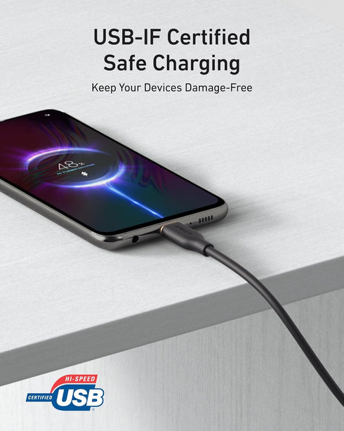 Anker Flow USB A to USB C Cable (3ft, 2-Pack), Car Carplay Type C Charger for iPhone 15, Samsung Galaxy S23/S22,