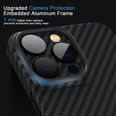 MEMUMI Carbon Fiber Case for iPhone 14 Pro Max - Durable Slim Fit with Military-Grade Drop Protection