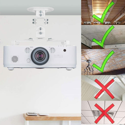 WALI Projector Ceiling Mount, Universal Low Profile with Retractable Arms and Multiple Adjustment Function (PM-002-W),