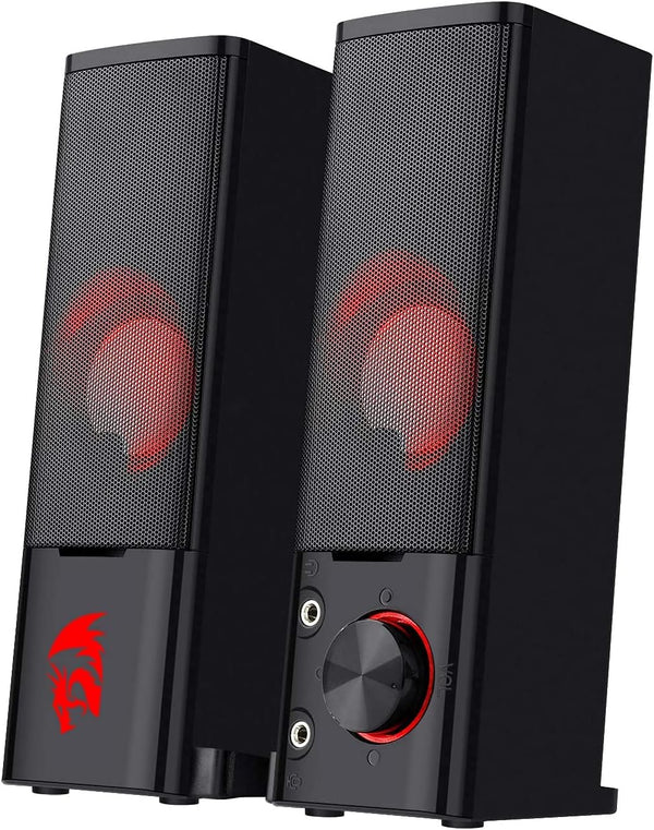 Redragon GS550 PC Gaming Speakers, 2.0 Channel Desktop Sound Bar, Compact Size, Headphone Jack, Quality Bass & Decent
