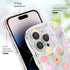 Cute Colorful Flower Curly Wave Clear Case for iPhone 14 Pro Max with Lovely Flower Bracelet Chain