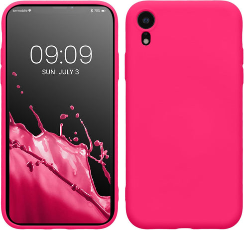 kwmobile Case Compatible with Apple iPhone XR, Slim Protective TPU Silicone Phone Cover - Neon Pink