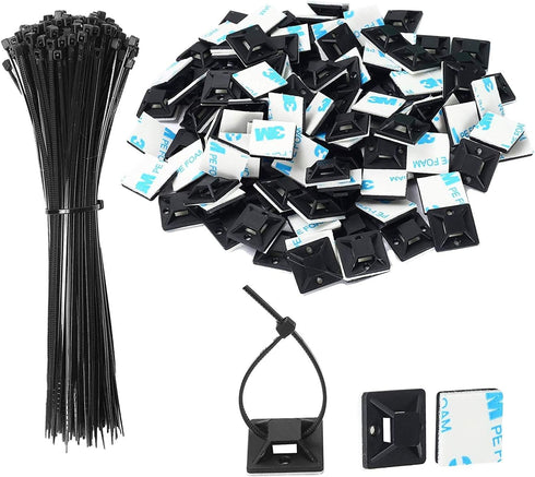 SeuYeugX Zip Tie Mounts - 100PCS Cable Self Adhesive Mounts Set for Wire