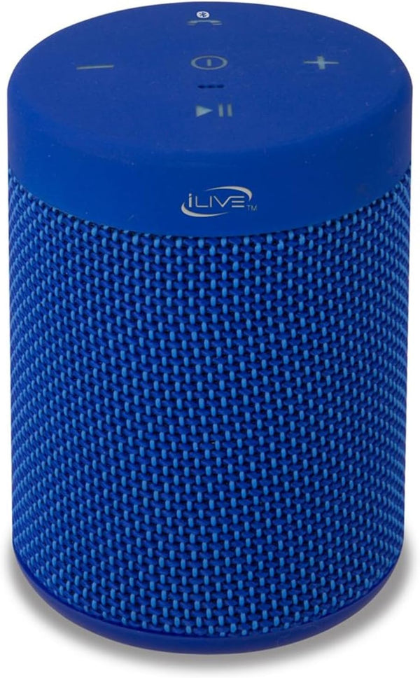iLive Electronics Waterproof Fabric Wireless Speaker - 2.56 x 2.56 x 3.4 Inches, Built-in Rechargeable Battery, Blue