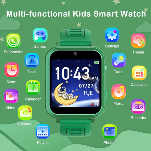 Smart Watch for Kids with 24 Puzzle Games, Camera, Video Recorder, Music, Alarm, Calendar, Pedometer, Gift