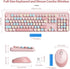 Fogruaden Pink Wireless Keyboard and Mouse, Retro Typewriter 104 Keys Full Size Cute Keyboard with Number Pad