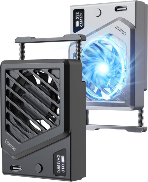 ULANZI Black Camera Cooling Fan, Adjustable Mini Intelligent Cooling Fan with Type-C Charging