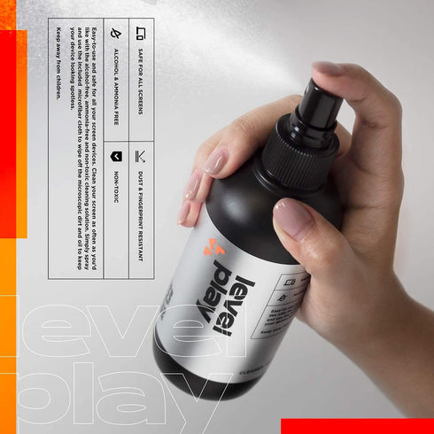 Screen Cleaner Kit from LEVELPLAY: Cleaner for Electronic Devices, 8oz Alcohol-Free Spray + Microfiber Cloth