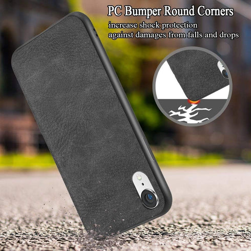 SALAWAT Compatible iPhone Xr Case - Slim PU Leather Vintage Shockproof Cover - Lightweight Premium Soft TPU Bumper -