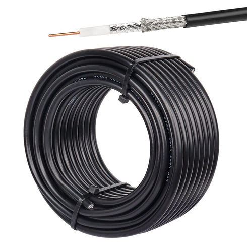 XRDS -RF RG59 Coaxial Cable 100FT - RG59 Dual Shield Cable 75 Ohm Bare Copper Conductor for Surveillance Camera System