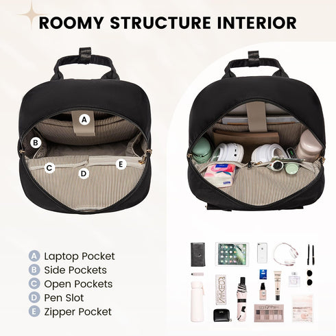 LOVEVOOK 14 Inch Laptop Backpack for Women, Cute Waterproof Vintage Daypacks, Stylish Travel Bookbag for College