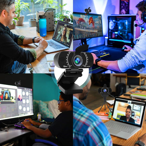 Akyta 1080P Webcam with Microphone, Noise-Canceling, Privacy Cover & Wide Angle 110 , USB Web Camera for Video Calling