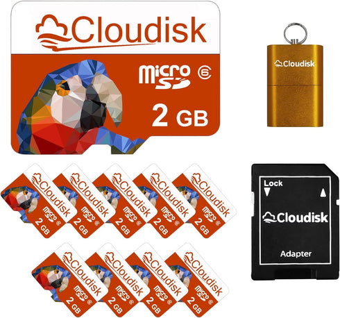 Cloudisk Pack of 10 Parrot-Prime Micro SD Card 2GB Flash Memory Card C6