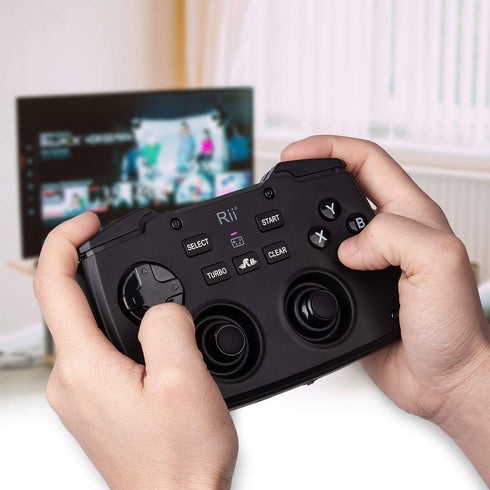Rii RK707 Backlit 3 in 1 Wireless Game Controller, 62-Key Rechargeable Keyboard Mouse Combo for PC/Raspberry Pi/Android