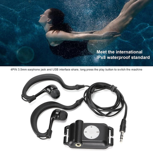 Zunate IPX8 MP3 8-10 MP3/WMA 4GB Swimming, Player with Headphone, Sport Swim Music Player Hours Music Playback, Music