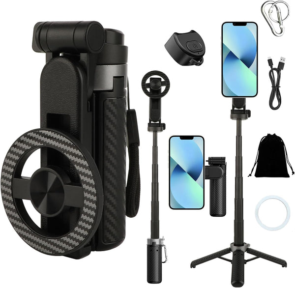Keweis Magnetic Selfie Stick with Remote, 360 Rotation Phone Tripod, 4-in-1 Multifunctional Magnetic