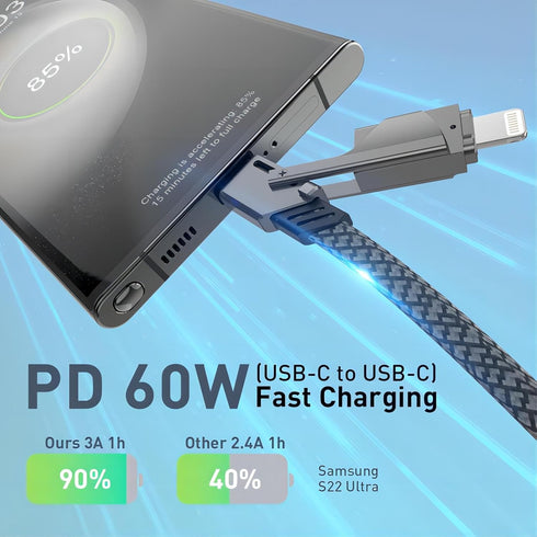 USB C Cable, 4 in 1 Multi Charger Cable, USB C Adapter for iPhone/iPad/MacBook/Samsung and All USB C Devices