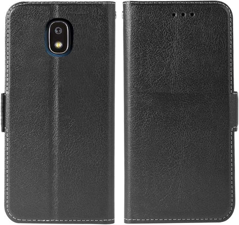 Phone Case for Samsung Galaxy J7 Star J 7 Crown 7J Refine 2018, PU Leather Flip Wallet Case, Black