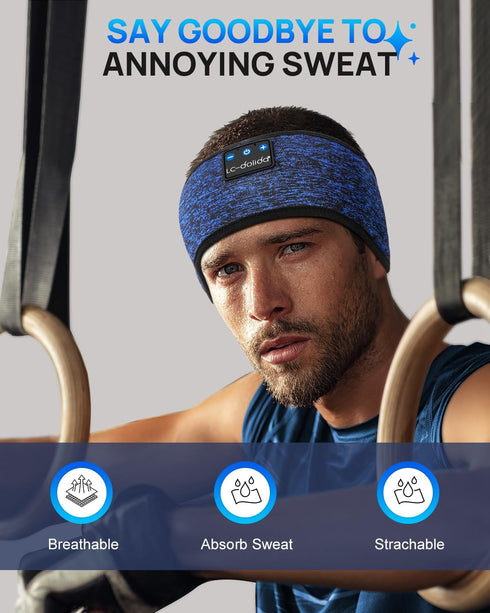 LC-dolida Bluetooth Sleep Headphones Headband, Wireless Earphones Built-in Speakers for Side Sleepers, Gifts for Men