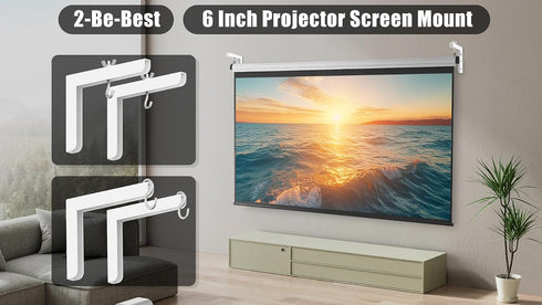 2-Be-Best 6 inch 84 lbs 38kg Universal Projector Screen Mount, Adjustable with More Hooks Projector Screen Wall Mount