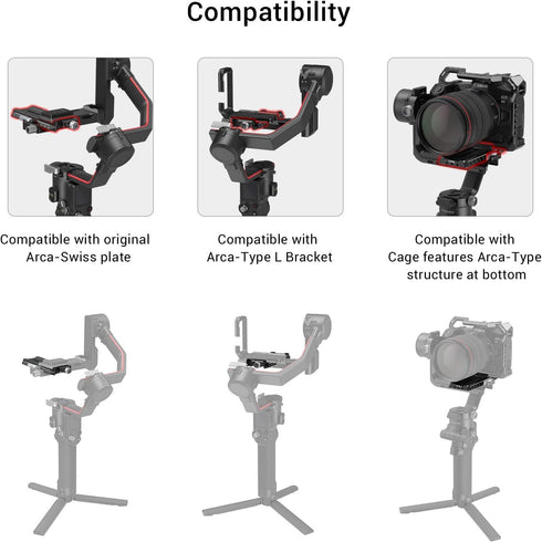 SMALLRIG Quick Release Plate Adapter for Arca-Swiss for DJI RS 4 / RS 4 Pro / RS 2 / RSC 2 / RS 3 / RS 3 Pro & Ronin-S