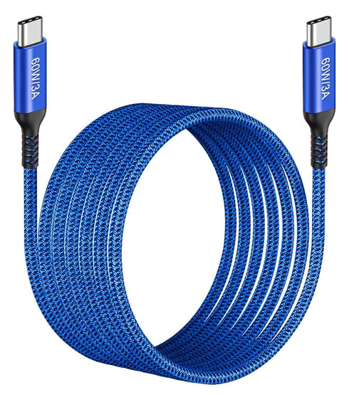 15ft Braided USB-C to USB-C Cable, 60W Fast Charging PD for iPhone 15/15 Pro, iPad Pro, Galaxy S23/S22, Pixel 6 Pro,