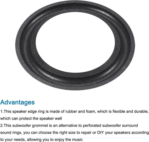 MECCANIXITY Rubber Speaker Foam Edge Surround Rings, 3 Inch 47mmx75mm Perforated Subwoofer Rings, Black, 2 Pcs
