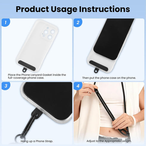 JIUCAN 1 2 Pack 18 32 Inches, Phone Lanyard, Phone Strap Crossbody with Tether Tabs, Adjustable Anti-Theft Phone Strap