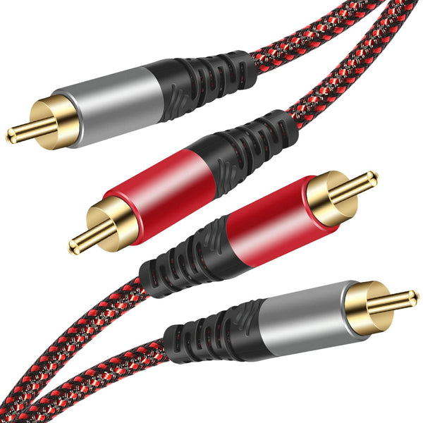 Tiierzon RCA Cable 5Ft,2Rca Male to 2-RCA Male Audio Stereo Subwoofer Cable [Hi-Fi