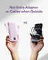 VEGER Portable Charger 10000mAh for iPhone, Built-in Cables and Wall Plug, Slim Fast Charging Power Bank - Purple