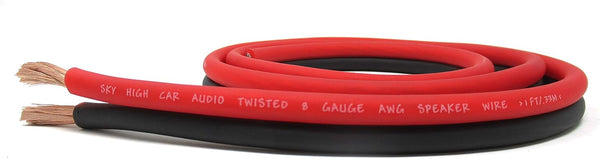 Sky High Car Audio 25' feet True 8 Gauge AWG CCA Speaker Wire RD/BK Car Home