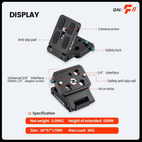 Fotopro Camera L Bracket Vertical Horizontal Switching Quick Release Plate for Canon Nikon Sony DSLR Monopod Stabilizer
