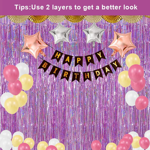 3 Pack Fringe Curtains, Tinsel Backdrop Party Decorations for Weddings, Birthdays, Christmas Events