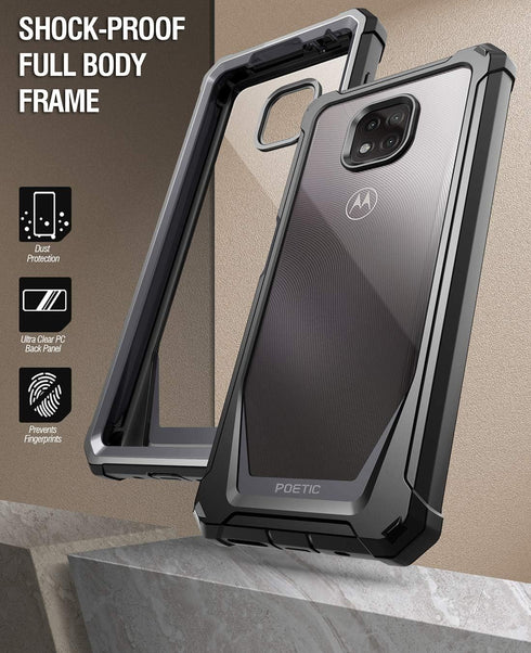 Poetic Guardian Case for Motorola Moto G Power (2021), Full-Body Hybrid Shockproof Bumper Cover, Black/Clear, 20FT