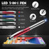 5 Pieces Stylus Pen for Touchscreen Devices, Multi-Function Capacitive Pen with LED Flashlight and Ballpoint